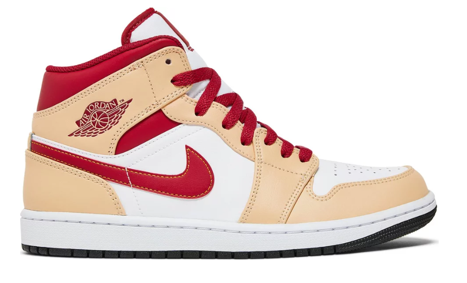 Air Jordan 1 Mid Cardinal Red/Light Curry Cardinal