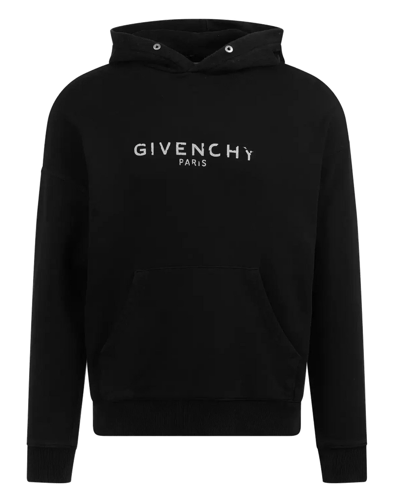 Givenchy Distressed Logo Hoodie Black