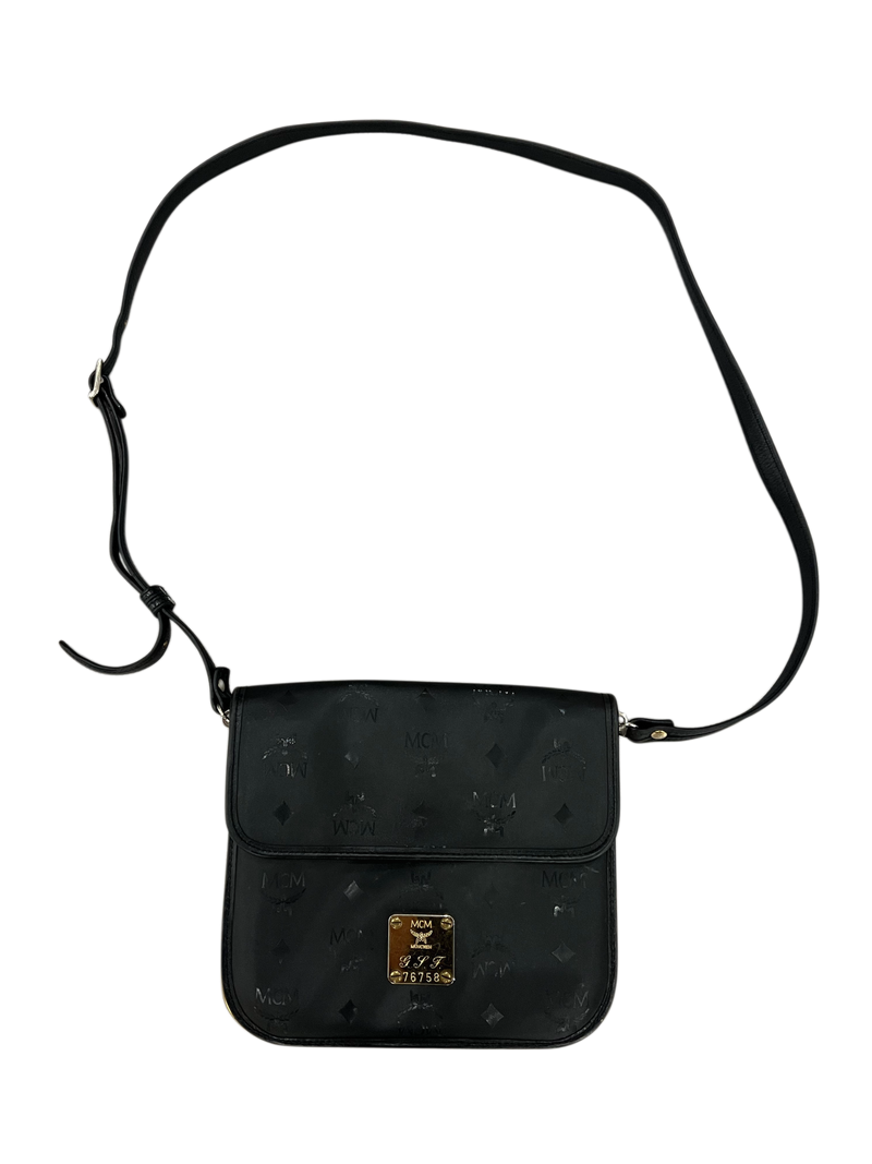 MCM Multi Logo Shoulder Bag Black