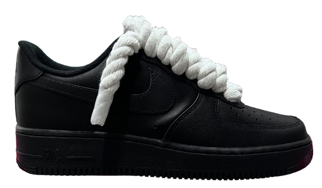 Nike Air Force 1 Low Black "White Rope Laces"
