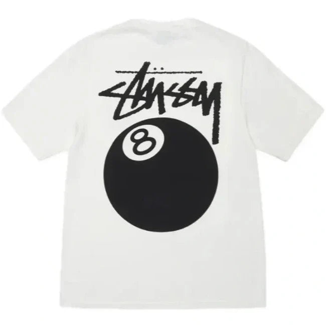 Stussy 8 Ball Pigment-Dyed White Tee