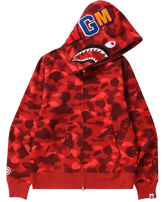 A Bathing Ape / Bape Color Camo Shark Full Zip Hoodie Red