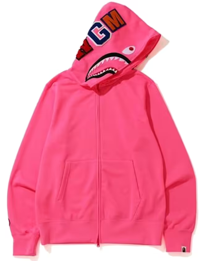 A Bathing Ape / Bape Neon Pink Shark Full Zip Hoodie