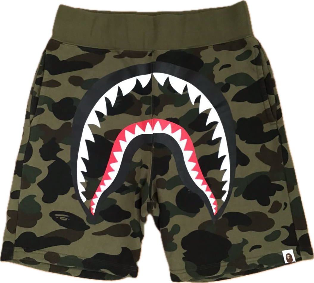 A Bathing Ape / Bape 1st Camo Green Shark Shorts