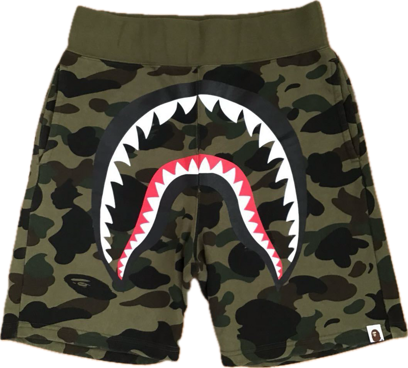 A Bathing Ape / Bape 1st Camo Green Shark Shorts