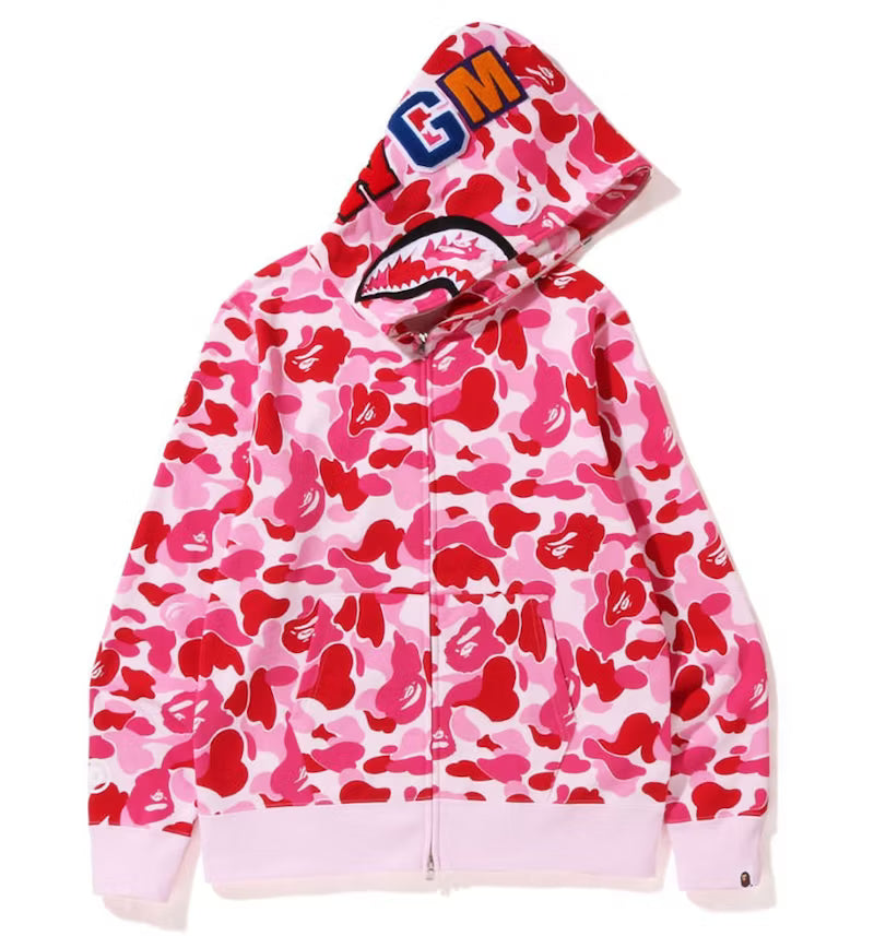 A Bathing Ape / Bape Pink Camo Shark Full Zip Hoodie