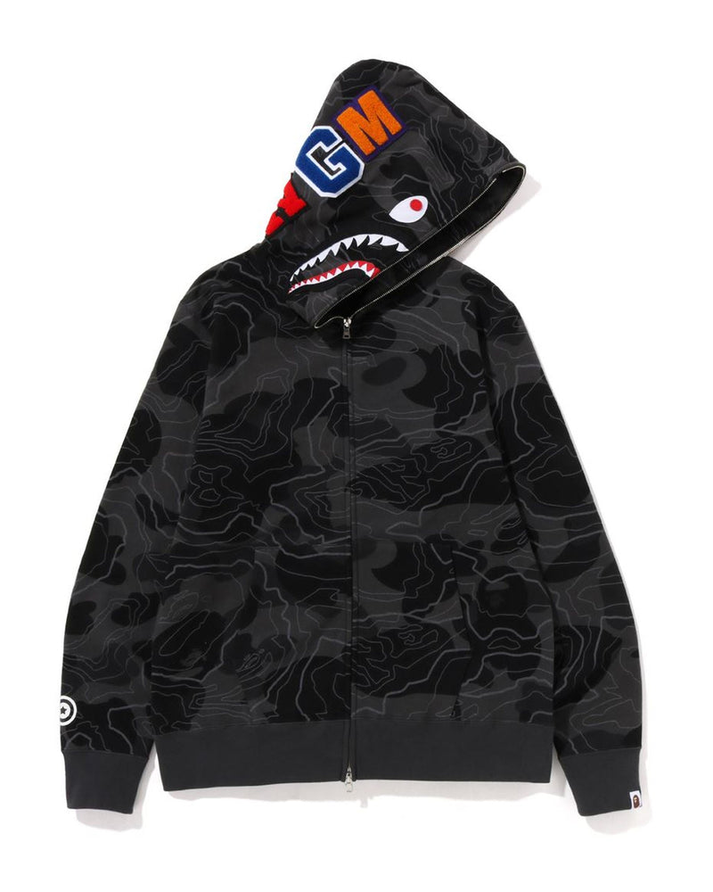 A Bathing Ape / Bape Layered Line Camo Shark Full Zip Hoodie