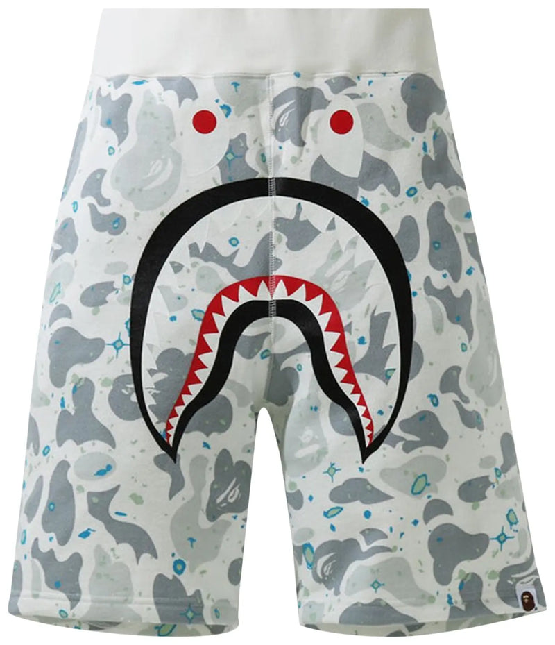 A Bathing Ape / Bape Space Camo Shark Sweat Shorts White