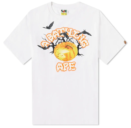 A Bathing Ape / Bape Men's Halloween Jack O' Lantern College Tee White