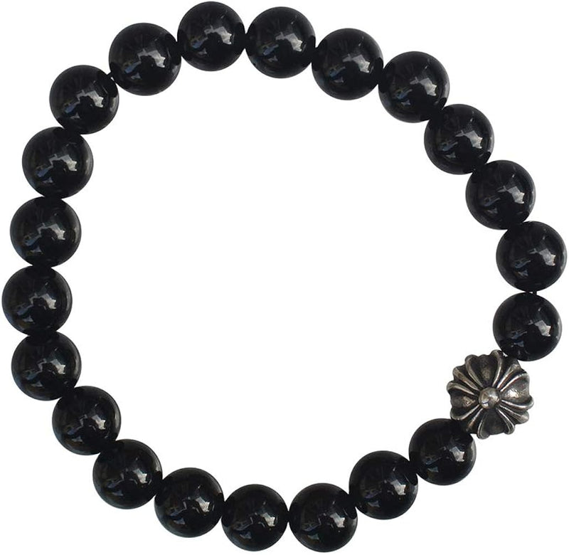 Chrome Hearts Black Braided Bracelet In Silver