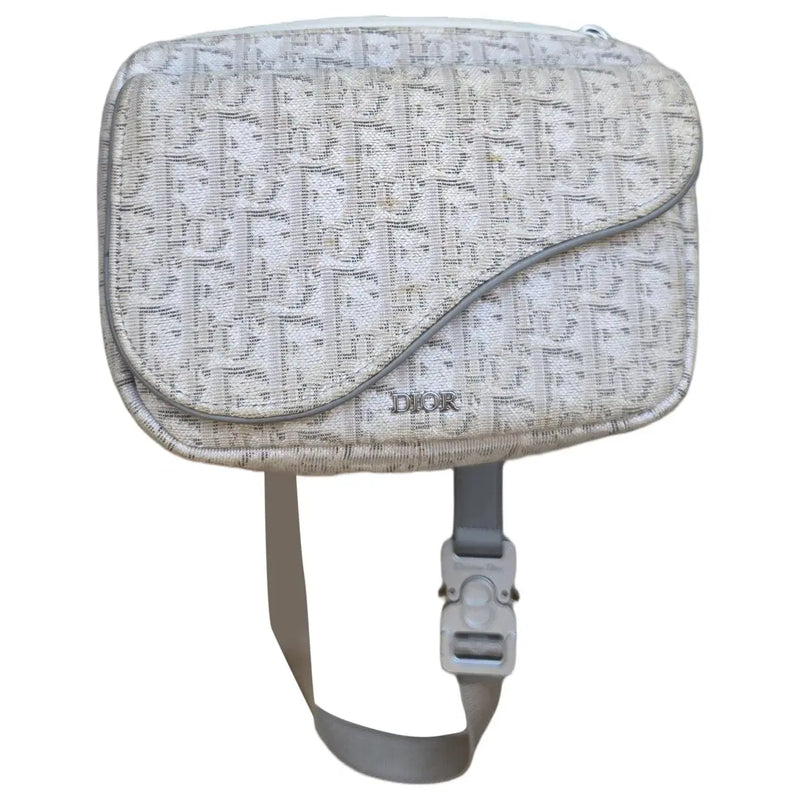 Dior Saddle Messenger Bag Canvas White