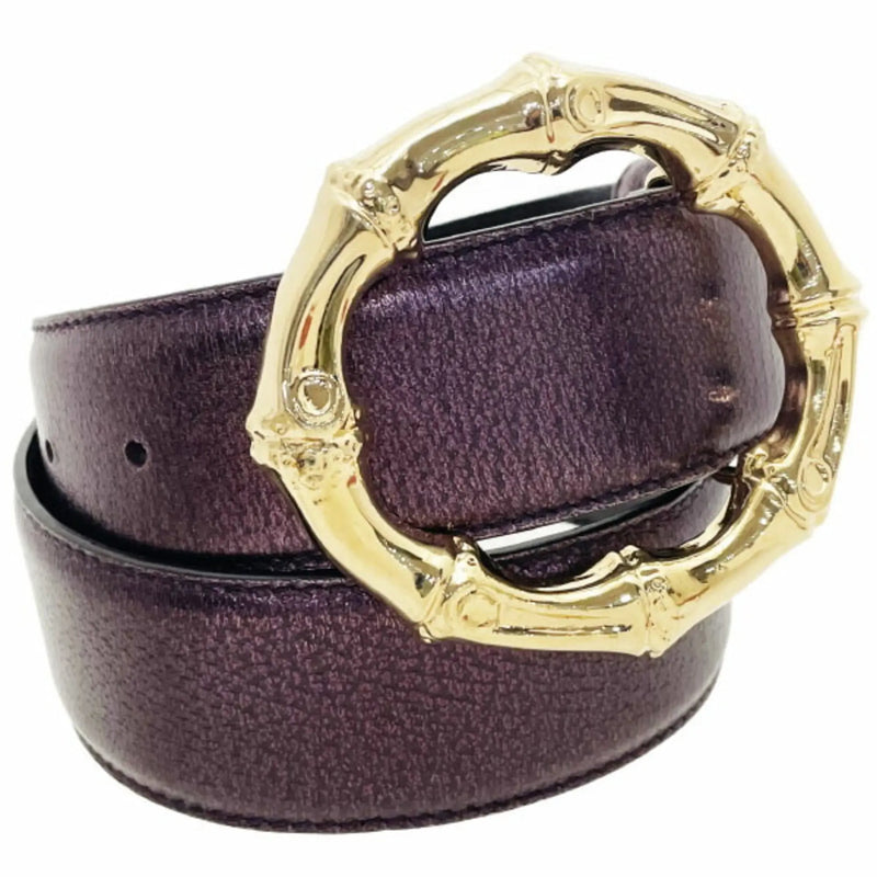 Gucci Tom Ford Bamboo Leather Belt Metallic Purple