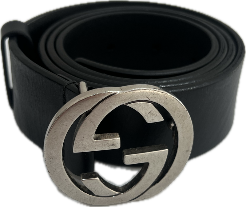 Gucci Interlocking GG Leather Belt Black