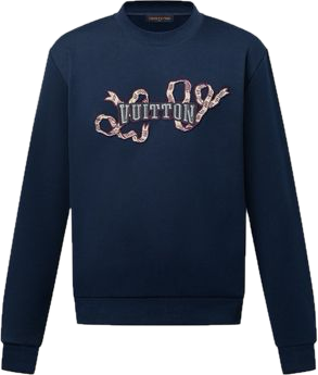 Louis Vuitton Embroidered Logo Ribbon Crewneck Navy
