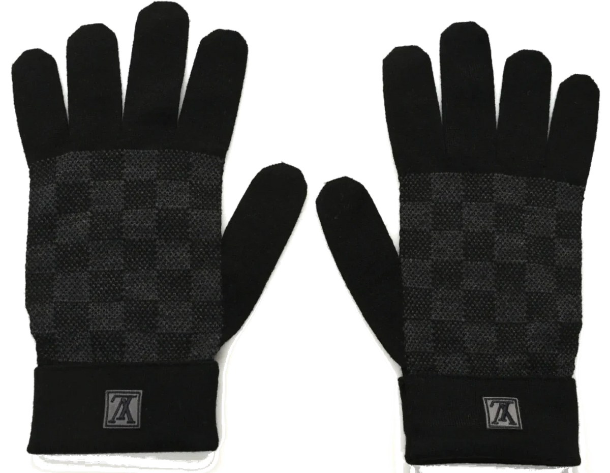 Louis Vuitton Wool Petit Damier Gloves Black