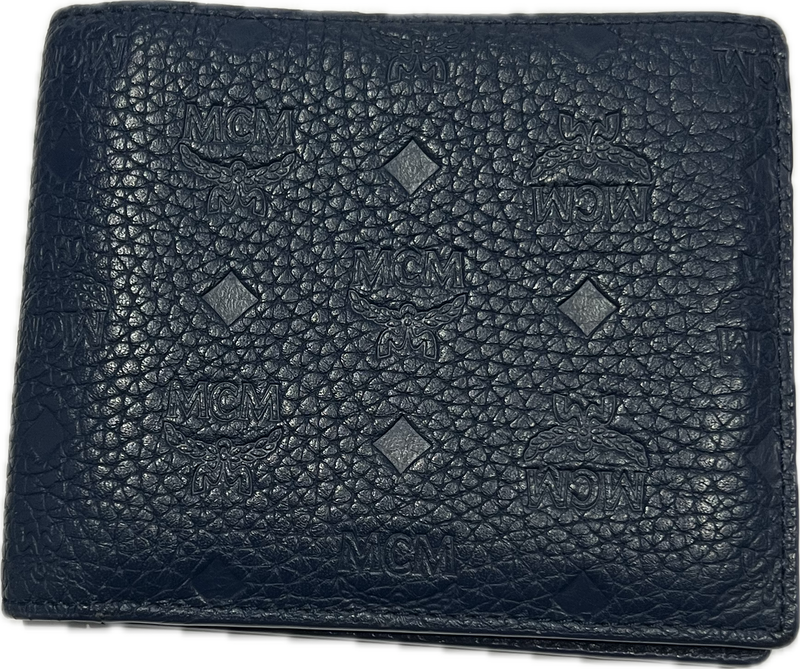 MCM Monogram Bifold Wallet Navy