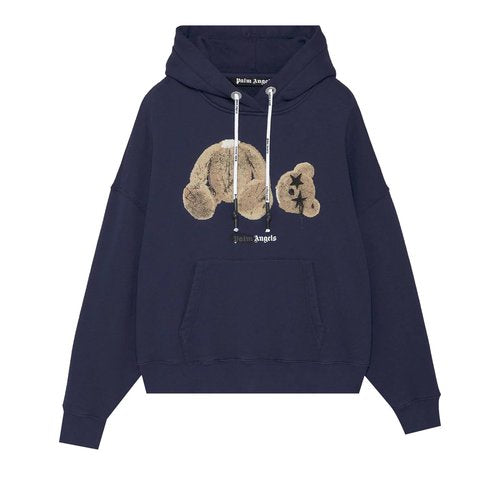 Palm Angels Spray Bear Hoodie Navy