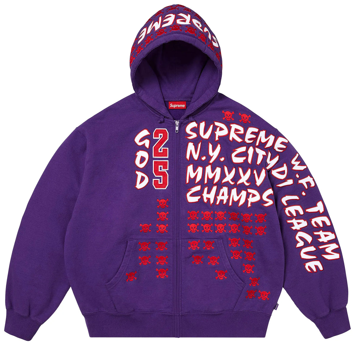 Supreme League Champs Zip-Up Hooded Sweatshirt Purple