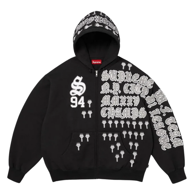 Supreme League Champs Zip Up Hooded Sweatshirt Black
