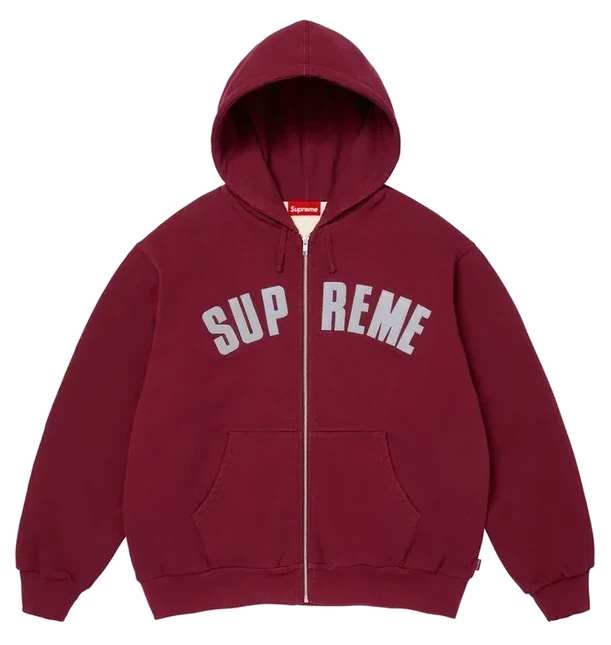 Supreme Arc Thermal Lined Zip Up Hooded Sweatshirt Cardinal
