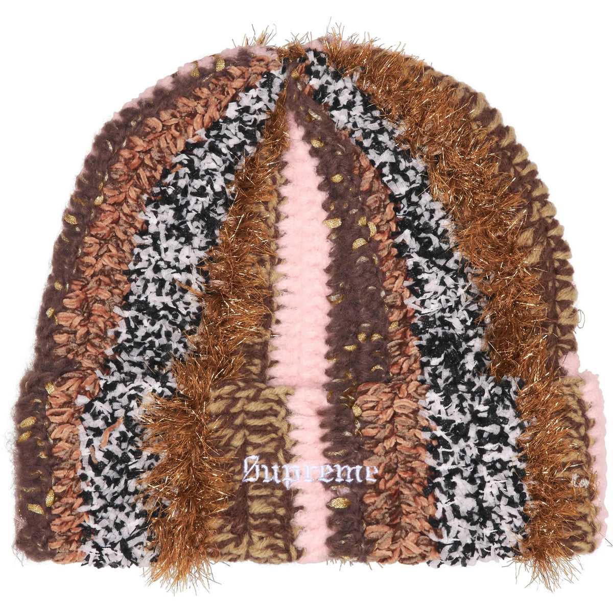 Supreme Tinsel Stripe Beanie Brown
