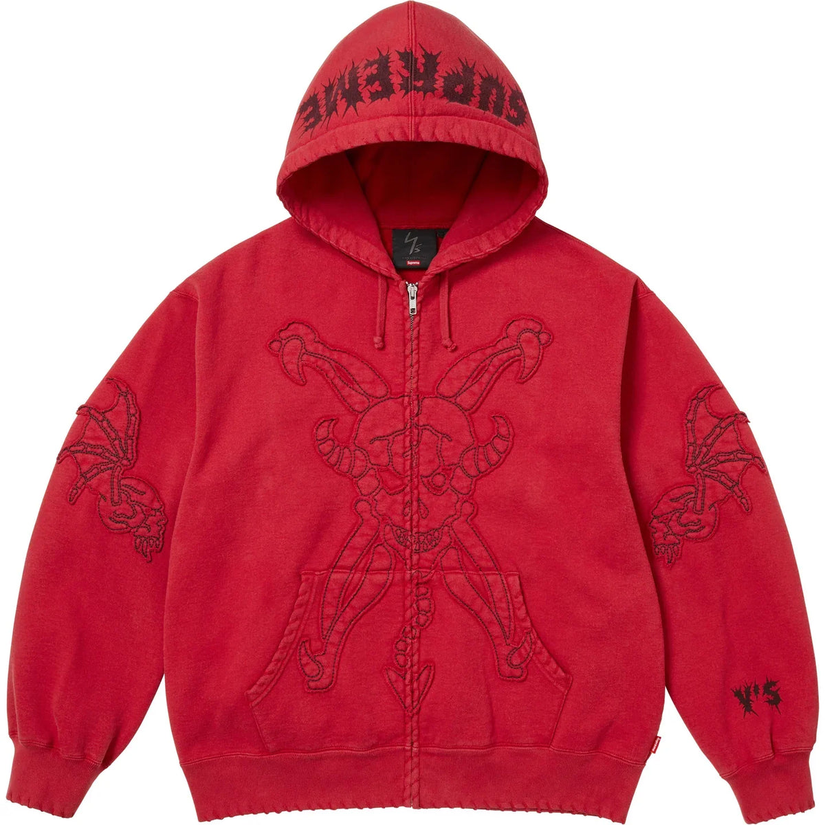Supreme Y's Yohji Yamamoto Zip-Up Hooded Sweatshirt Washed Red