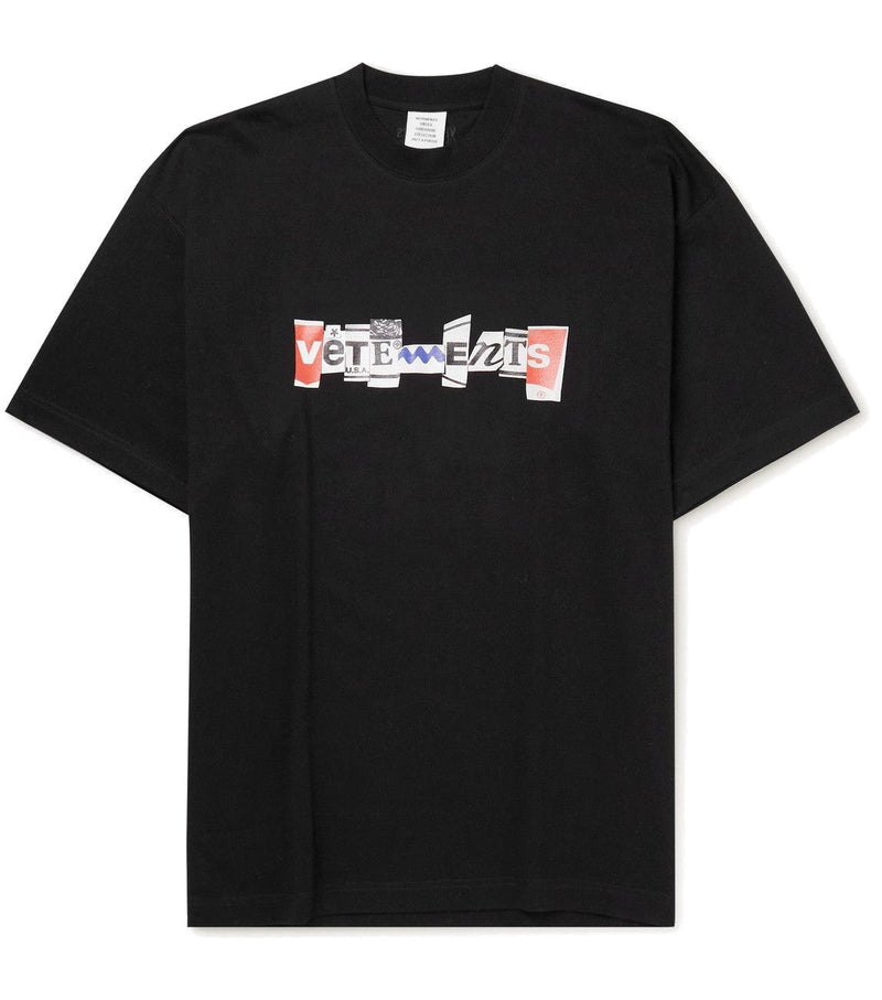 Vetements Oversized Logo Print Tee Black