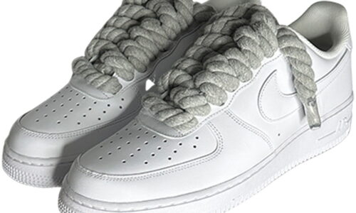 Nike Air Force 1 White – Custom ROPE Szare