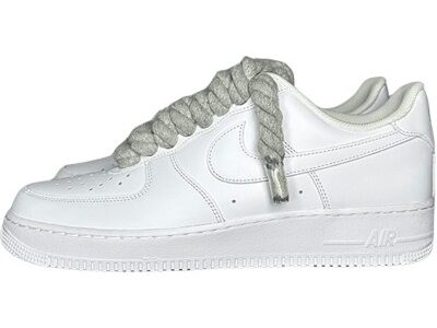 Nike Air Force 1 White – Custom ROPE Szare